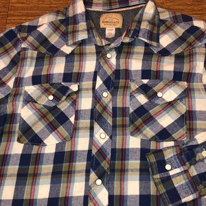 Roebuck Co Classic Red Blue Pearl Snap Flannel Size M
